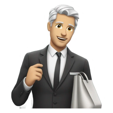 White man in dress clothes on a train sticker