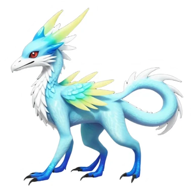 Colorful scaly flurry colorful iridescent shiny bioluminescent translucent luminescent neon pastel edgy cool bright pale dark edgy Latias-Sergal-Vernid-Lombax-Renamon-Zeraora-Bastet-Fakémon-hybrid-fusion-creature, full body sticker
