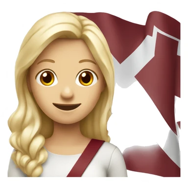 Happy blonde woman with a flag of Latvia in hands sticker