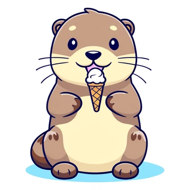 otter eating icecream  sticker