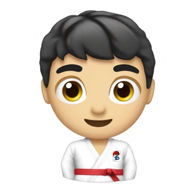 Crear un  emoj donde la imagen sea un niño con dobook de taekwondo itf sticker