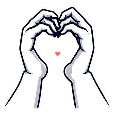 hands forming a heart shape sticker