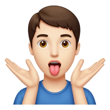 Tongue out with two hands in front  sticker