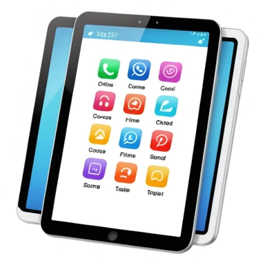 tablet with rounded corners, on the screen an online course sticker