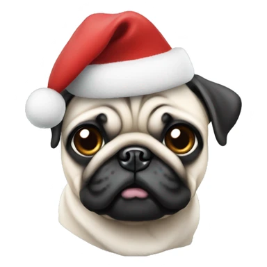  Christmas pug white hat sticker