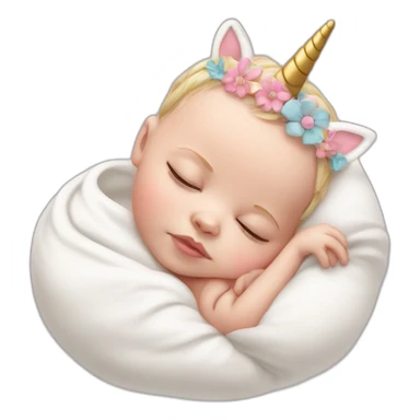 Sleeping white Newborn with unicorn headband sticker