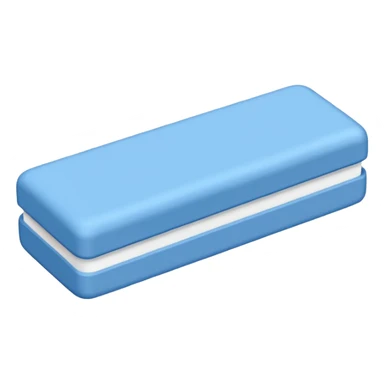 A single rubber white eraser with dark blue and light blue wrap sticker