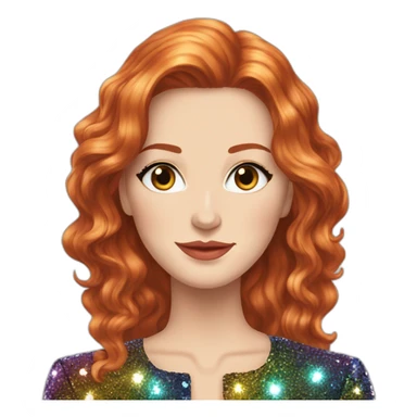 Audrey fleurot straight long hair with multicolored sequined suit sticker