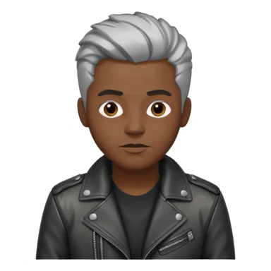 black man with metalic hair lether jacket sticker