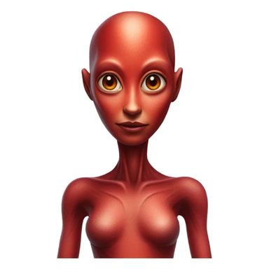a red alien woman full body sticker