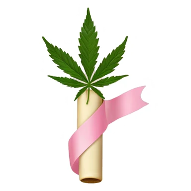 Rolled cbd joint with light baby pink ribbon on it sticker