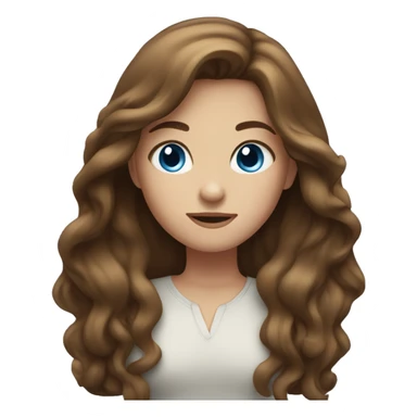 girl with long brown hair and blue eyes sticker
