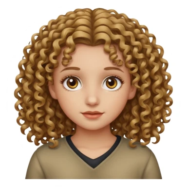 A girl with dark blonde hair and hazel eyes (curly hair) sticker