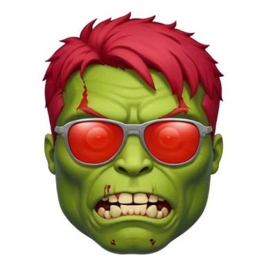 Zombie hulk with red hair and sun glasses face sticker