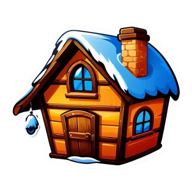 Blaue Holzhütte, im Winter sticker