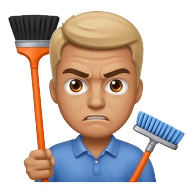 Angry man cleaning  sticker