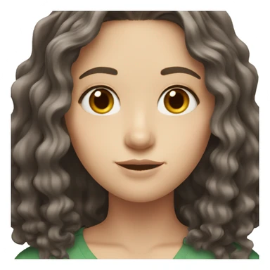 
a white girl with shoulder length wavy very dark brown hair sticker