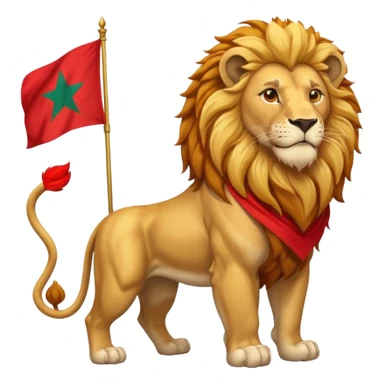A atlas lion holding a morocco flag sticker