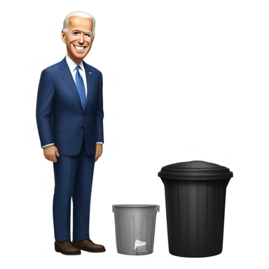 joe biden by a trashcan sticker