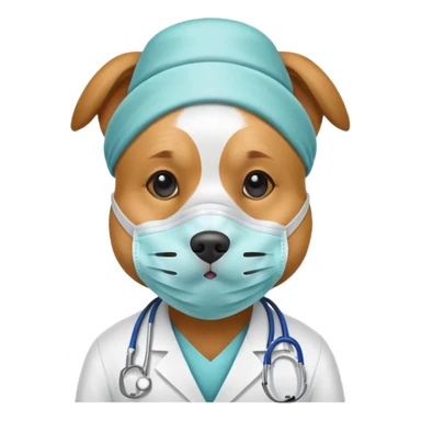 doctor dog wearing medical mask sticker