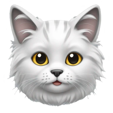 fluffy white and grey cat sitting sticker