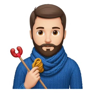 man with beard knitting sticker
