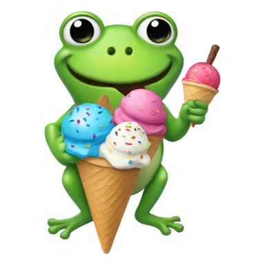 Frog w ice cream sticker
