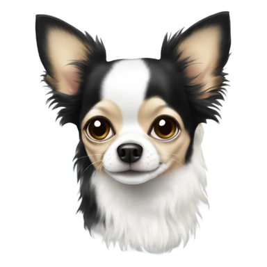 White and black long hair chihuahua  sticker