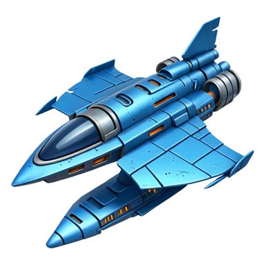 blue futuristic scrap spaceship  sticker