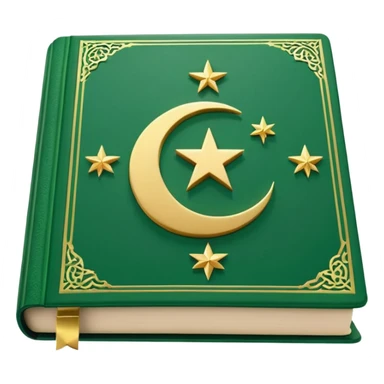 Closed Quran with the Islamic Symbol on it (moon and star) green from left to right sticker