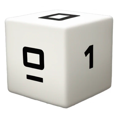 Create an emoji of a cube-shaped object with number 0 and 1 displayed on its surfaces, representing a matrix or data grid. sticker