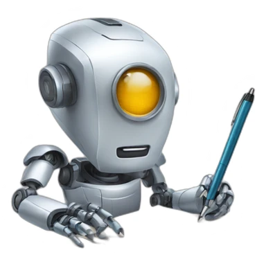 robot with pen and paper sticker