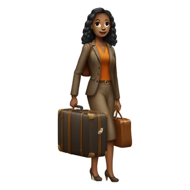 women with a suitcase LV sticker