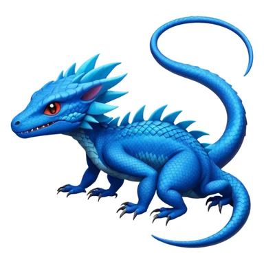 Cyan lizard-Draco-Nargacuga-Sergal-Salandit-Cyclizar-Pokémon, with cobalt-blue flecks patterns sticker