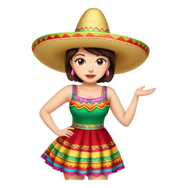 Pretty, sexy, slightly curvy white woman with short dark brown hair, dressed for Cinco de Mayo sticker