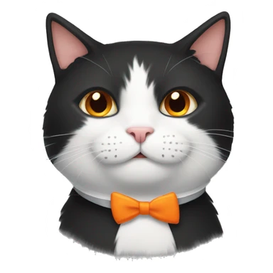 Tuxedo cat with orange bow collar sticker