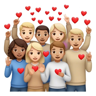 Cheering crowd with hearts everywhere  sticker