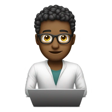 white skin and googles developer with laptop sticker