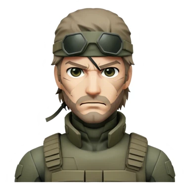 Cinematic Realistic Metal Gear Solid Snake Soldier Portrait, head tilted epicly and inquisitively, showcasing a commanding presence and tactical acumen. His weathered face, intense eyes, and meticulously rendered combat gear in muted earth tones are brought to life with lifelike clarity and dramatic lighting, high shine, epic and awe-inspiring, embodying the covert prowess of a true warrior of the shadows. sticker