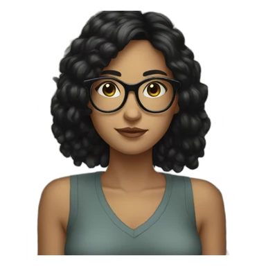 girl black hair glasses money sticker