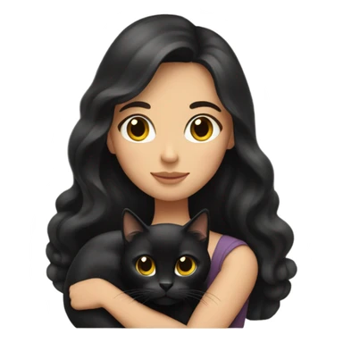 Brunette holds black cat sticker
