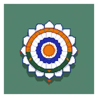 Indian flag with saffron, white, and green horizontal stripes and blue Ashoka Chakra wheel in center sticker