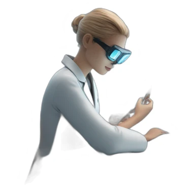 Futuristic-Biomedical-Engineer-studying-hologram-3d-model-of-breast sticker