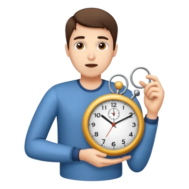 Create a hurried expression holding a clock that ticks VERY FAST sticker