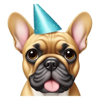 Frenchie with a party hat sticker