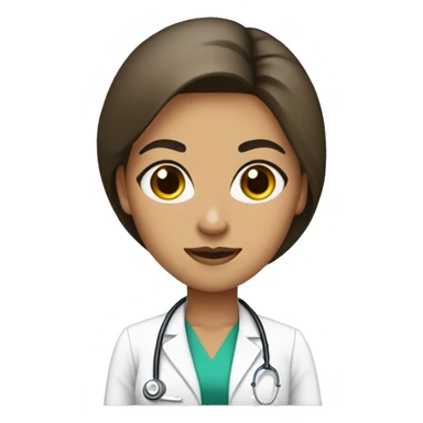 mujer medico de pelo largo lacio negro, ojos delineados negros sticker