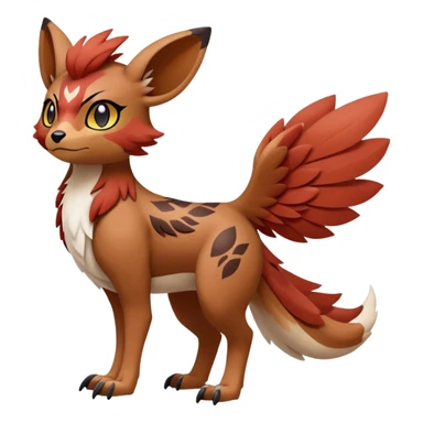 Falvie-Fionbri-fantasy-creature-Fakémon-Pokémon, full body, with markings sticker