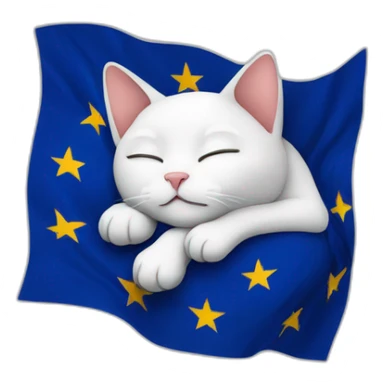 sleeping cat with Europe flag sticker