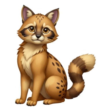 exotic shiny sparkly colorful cool realistic cute beautiful dark gloomy ghostly spooky greyish blackish green cyan toned colored fantasy-Cacomistle-tanuki-oncilla-caracal-bobcat-cheetah-animal-hybrid (full body) sticker