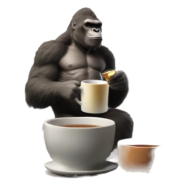 king kong drinking tea  on top of empire state building sticker